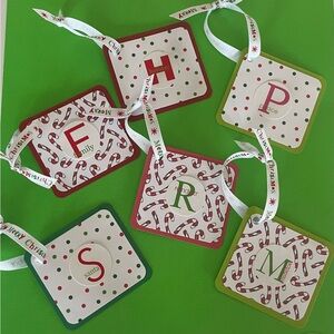 Handmade Christmas Holiday Gift Tags Santa Reindeer- Set of 6, Alphabet Learning
